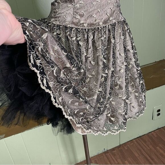 Vintage Y2K 90s Jessica McClintock Straples Basque Drop Waist Mini Dress Lace 6 - Picture 4 of 11